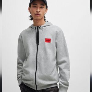 Hugo Boss Daple French Terry Zip Through Hoodie Box Logo Gray Mens 2XL Fors XL